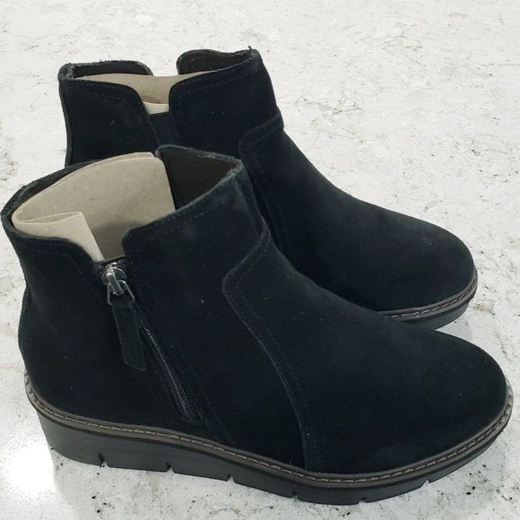 Clarks Collection Women's Size 7 W Airabell Suede Wedge Ankle Bootie Black NEW - Picture 6 of 13